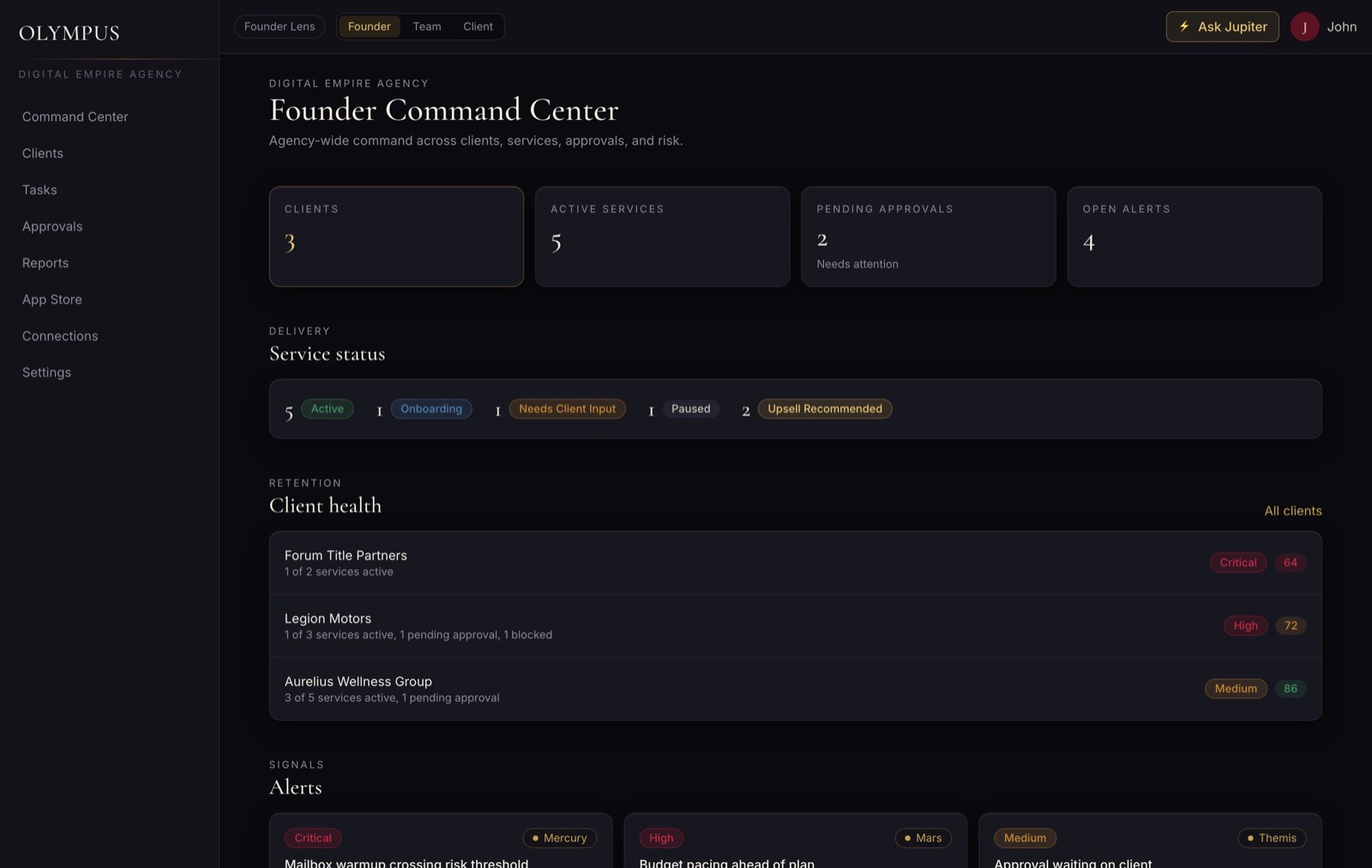Olympus Founder Command Center